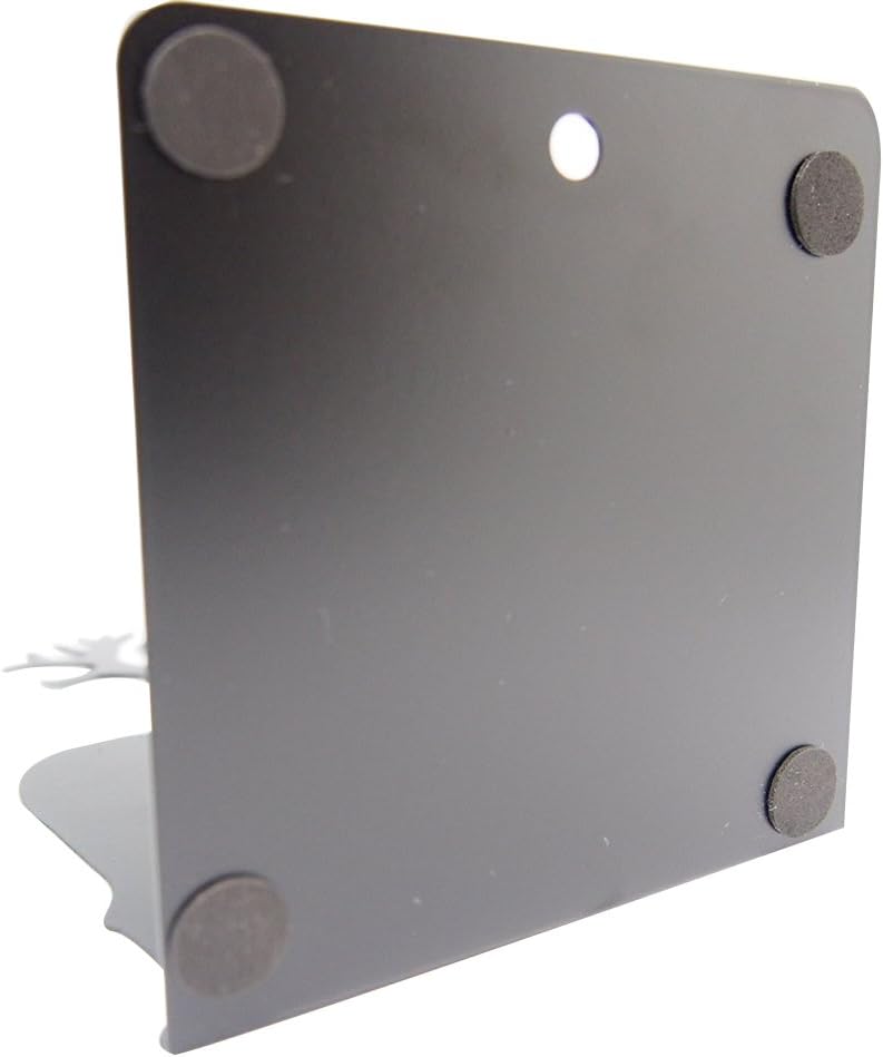 Winterworm Fashion Creative Cartoon Cute Iron Elk Moose Pattern Nonskid Metal Office Desk Bookends (Black)