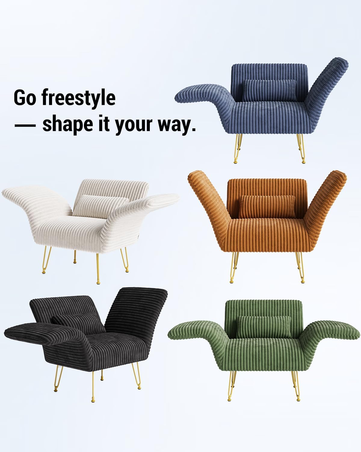 Txtin's Comfy Accent Chair Reading Chair for Bedroom Cozy Wing Arm Living Room Single Sofa Chair with Angle Adjustable Arms Navy Blue Corduroy Easy Assembly