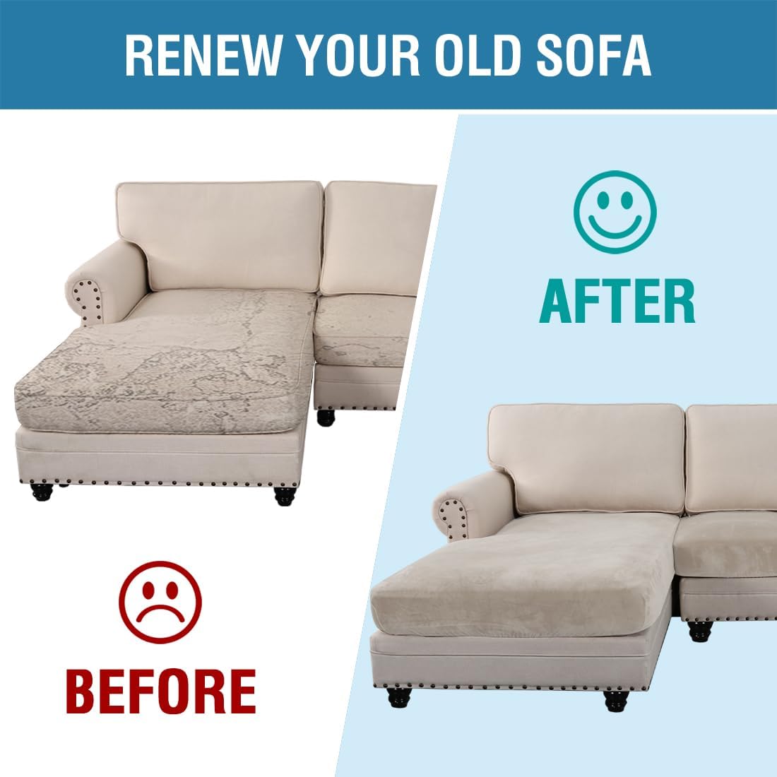 H.VERSAILTEX Velvet Stretch Sectional Couch Covers 4 Pieces Sofa Seat Cushion Covers L Shape Separate Cushion Couch Chaise Cover for Both Left/Right Couch (Large Sofa 3 Seater + 1 Chaise, Oatmeal)