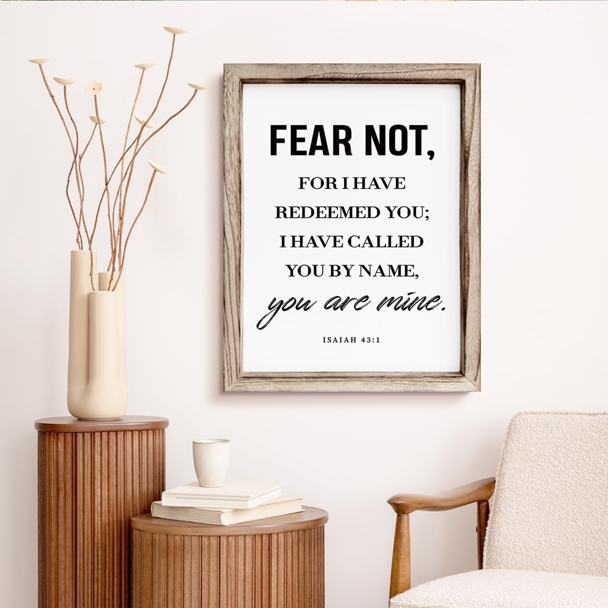Christian Wooden Wall Sign, Bible Verse Hanging Decor, Master Bedroom Decors, Religious Home Decor, Framed Wall Plaque Sign 15 * 11.5 inches, Christian Gift, Fear Not, for I Have Redeemed You