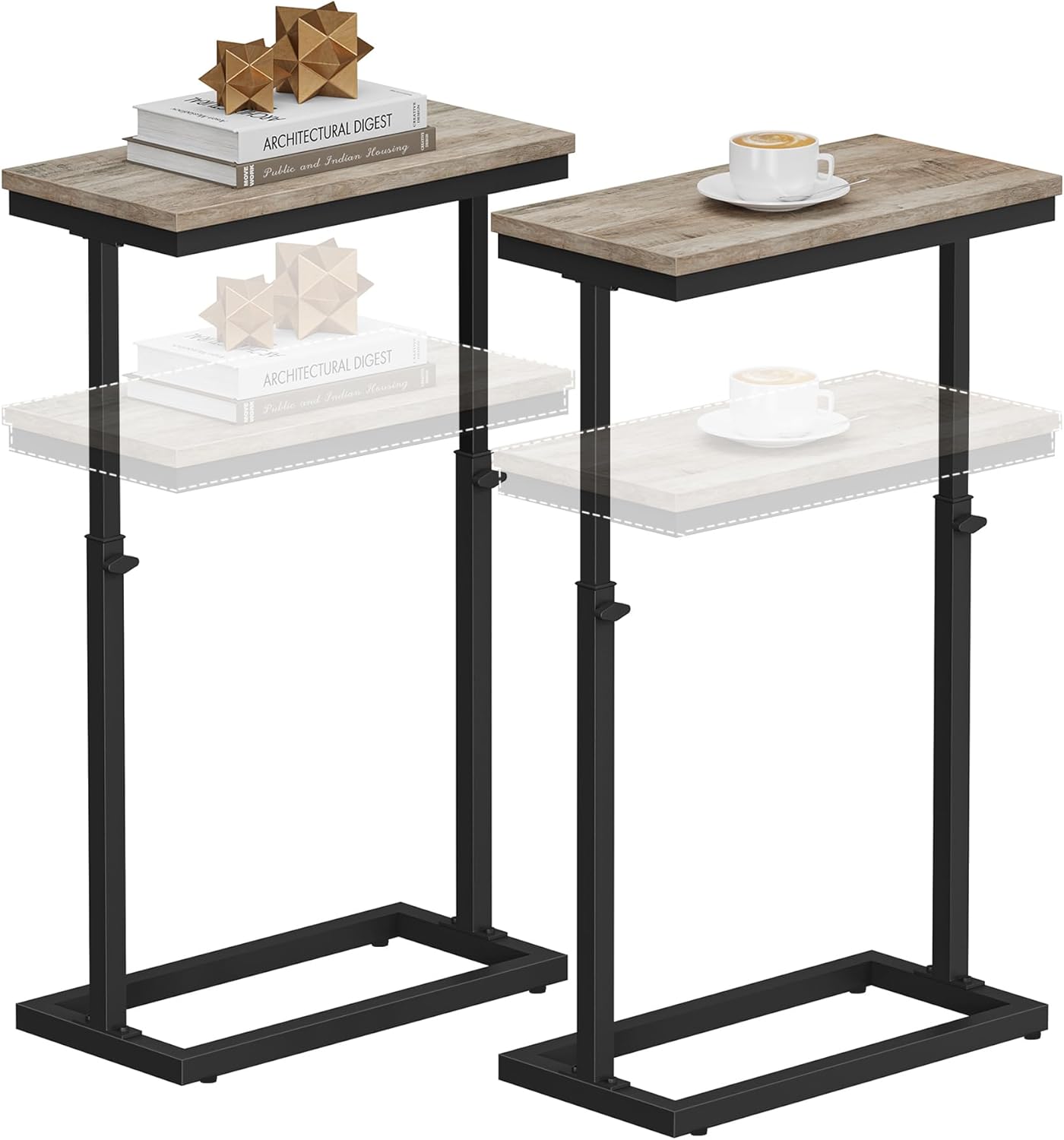 TUTOTAK End Table, Side Table, Tall Couch Table, Sofa Table, Living Room, Bedroom, Greige TB01BG0832