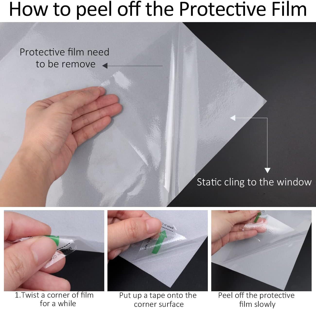 HIDBEA Frosted Window Privacy Film Non-Adhesive, Reusable Window Glass Films Heat Control Self Static Cling Removable Window Stickers for Home Office Living Room(White Frosted, 17.5 Inch x 6.5 Feet)