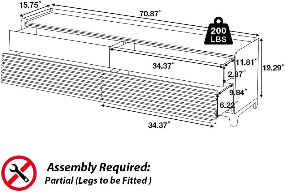 POVISON Fully-Assembled Mid Century Modern TV Stand with Legs, Wood Media Console with Adjustable LED Light for 65-inch TVs, Entertainment Center with Storage for Living Room