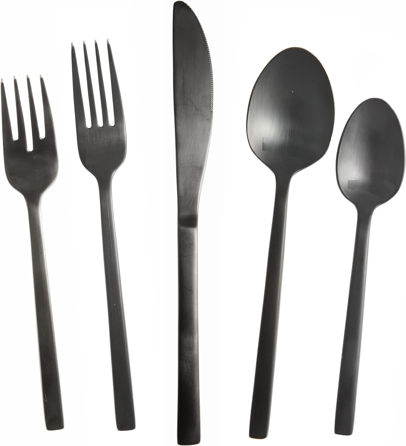 Fortessa Arezzo 18/10 Stainless Steel Flatware, 20 Piece Place Setting (Service for 4), Brushed Black