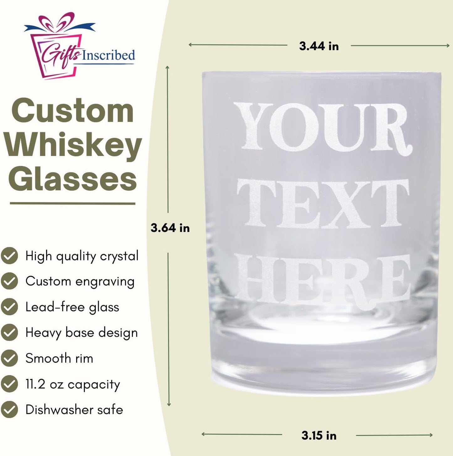 Gifts Inscribed Personalized Whiskey Decanter Set - Engraved Whiskey Decanter Bottle & Set of 4 Custom Drinking Glasses Laser Etched - Customized Whiskey Gift for Wedding, Anniversary, Birthday, Dad