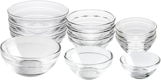 HillSpring 3 Sizes of Glass Prep Bowl Sets, Clear Small Pinch Bowls for Salt, Spices and Chopped Ingredients, 1.5oz/2.5oz/3.5oz, Set of 12