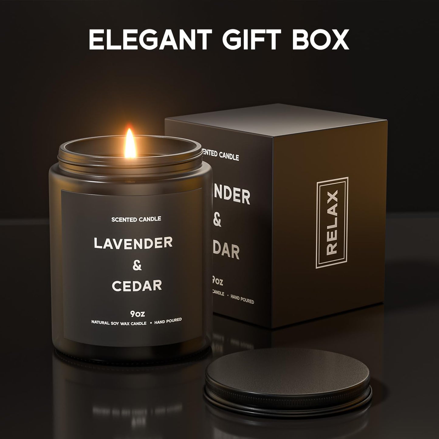 Lavender&Cedar Candle, 9oz Scented Candle for Men, Scented Candles for Home, Soy Candle Gifts for Men, Personalized Blessing Minimalist Men's Scented Candle