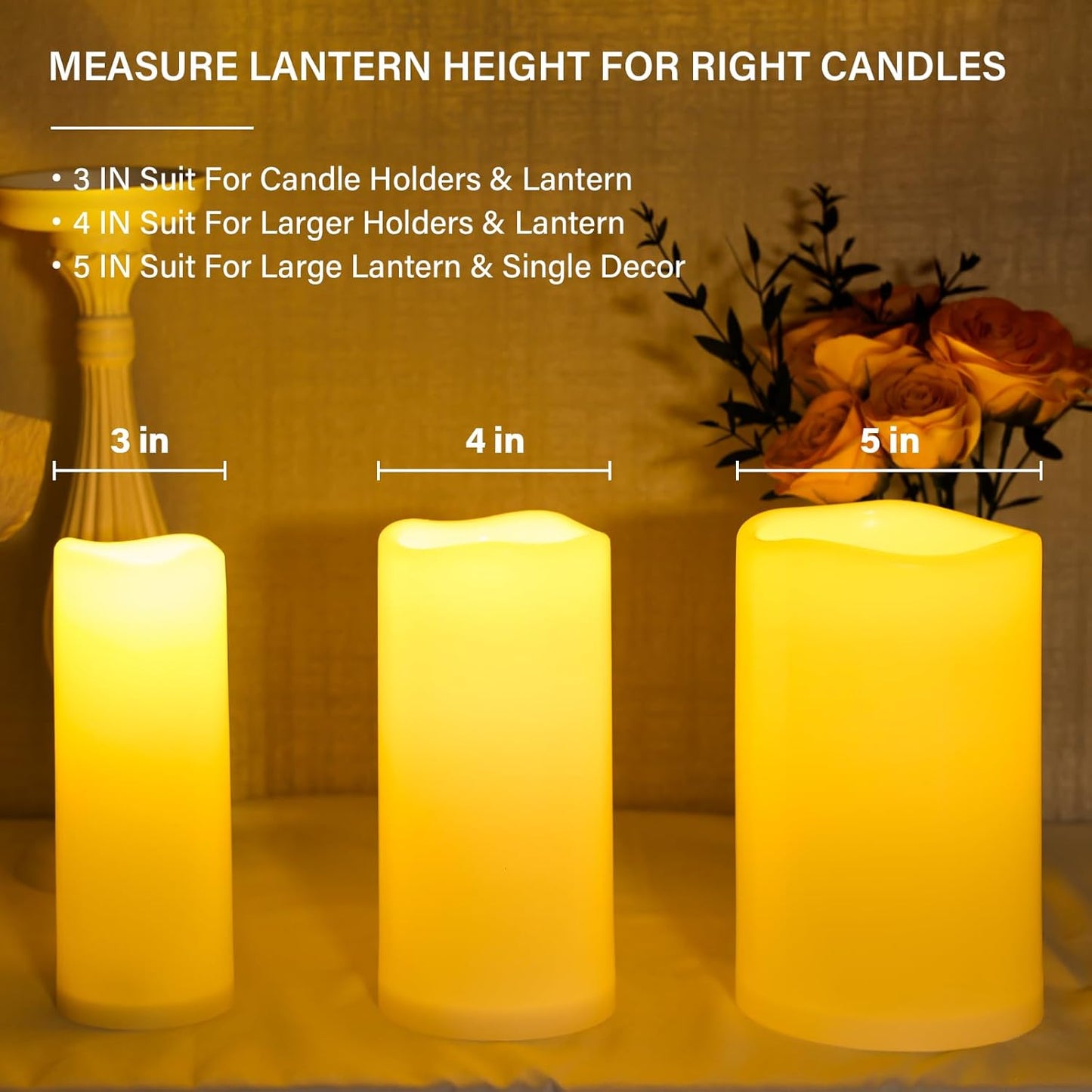 NURADA 6" x 4" Large Outdoor Flameless Candles - Waterproof LED Pillar Flickering Candle Battery Operated with Timer Remote Control for Patio Porch Lanterns Decor - Long Lasting Set of 2
