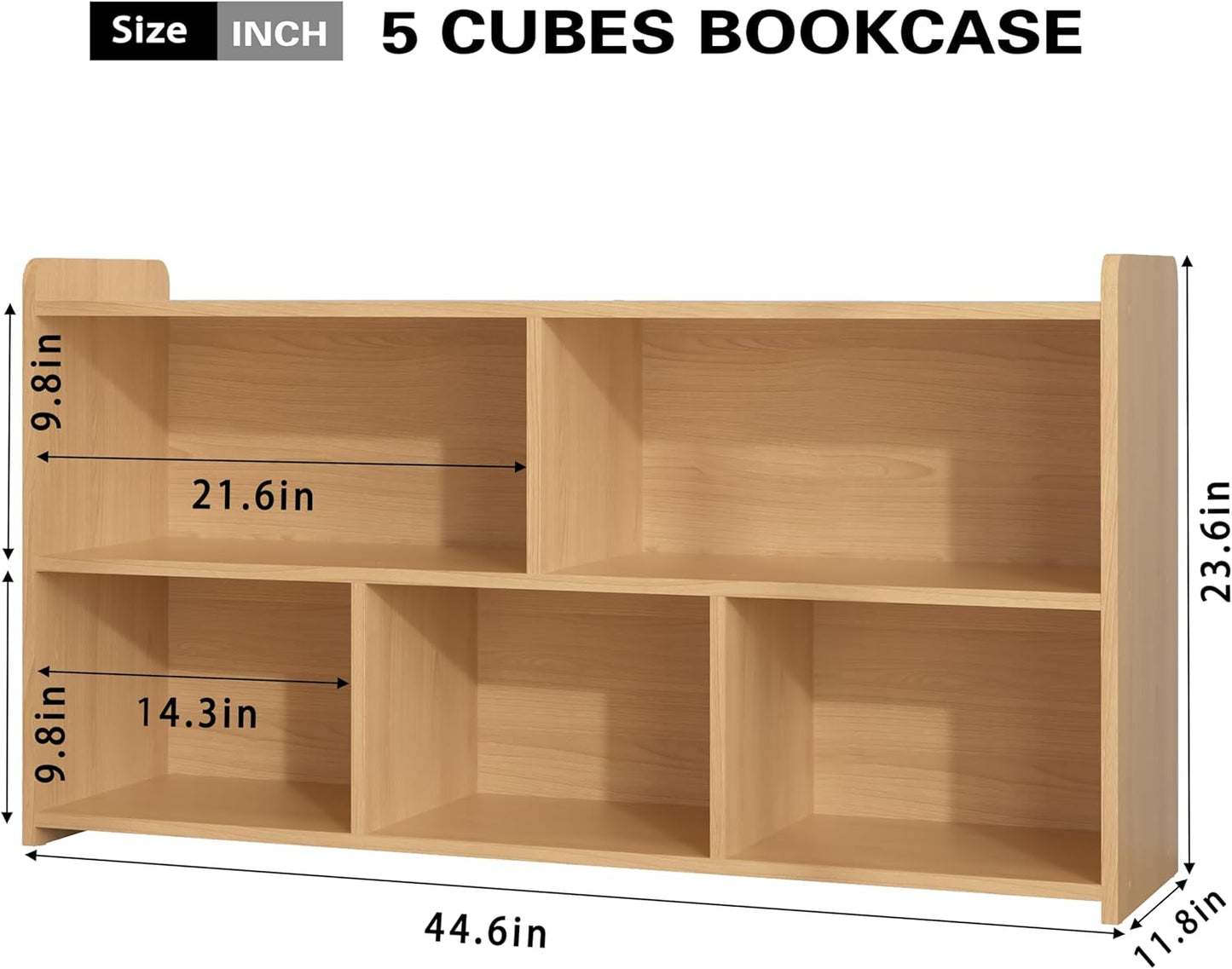 Book Shelf, 5 Cubes Storage Organizer, Open Bookshelf Wooden Bookcase, Freestanding Wooden Bookshelf Cube Shelf for Bedroom, Living Room