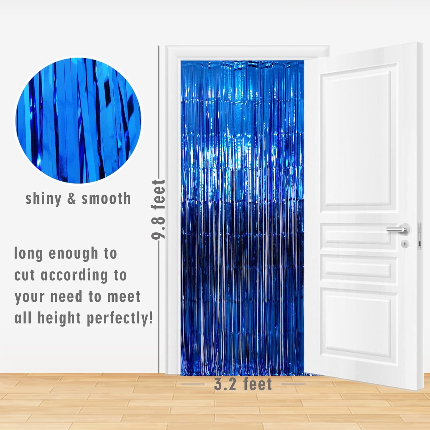 GOER 3.2 ft x 9.8 ft Metallic Tinsel Foil Fringe Curtains Party Photo Backdrop Party Streamers for Birthday,Graduation,New Year Eve Decorations Wedding Decor (Navy Blue,5 pcs)