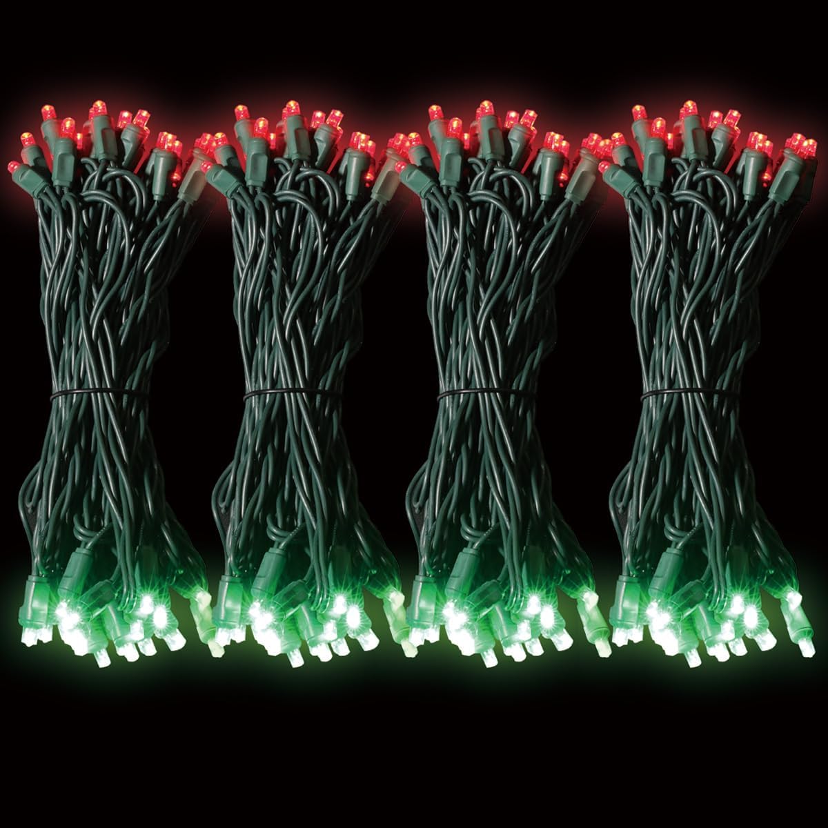 1200LED (24pk of 50L) String Lights, LED Christmas Lights, 6" SPACING,Green Wire, Red and Green