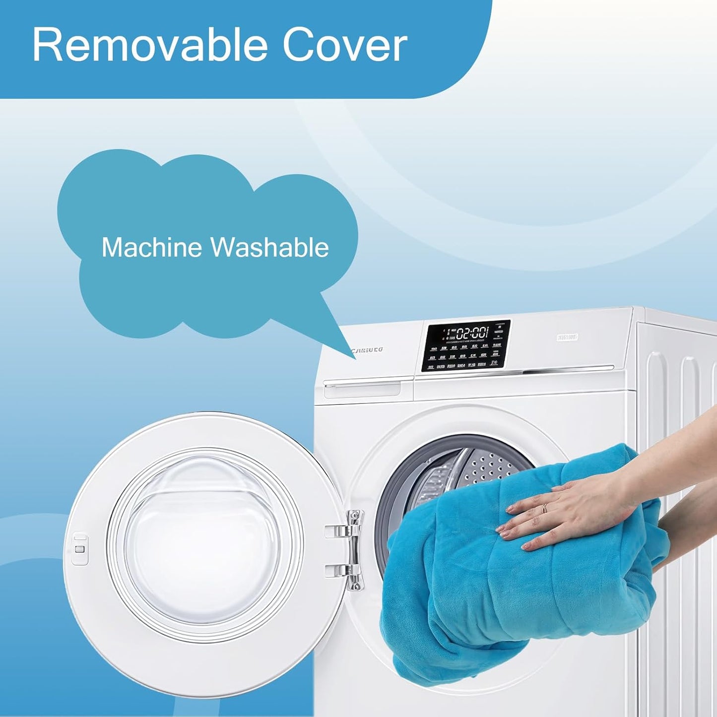 MeMoreCool Square Stuffed Pouf Ottoman Foot Rest, Floor Pouf Foot Stool with Foam Chunk Filling, Soft Stuffed Ottoman Footrest for Living Room, Blue