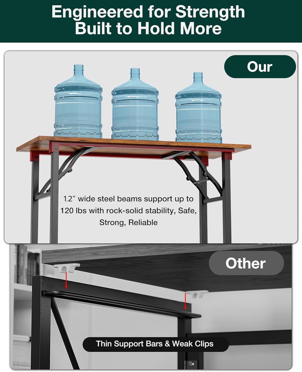 Frylr Small Folding Computer Desk – Portable 55.1 Inch Foldable Laptop Table, Collapsible and Compact for Easy and Fast Setup, Lightweight for Small Spaces, Home Craft and Study Use, Rustic Brown