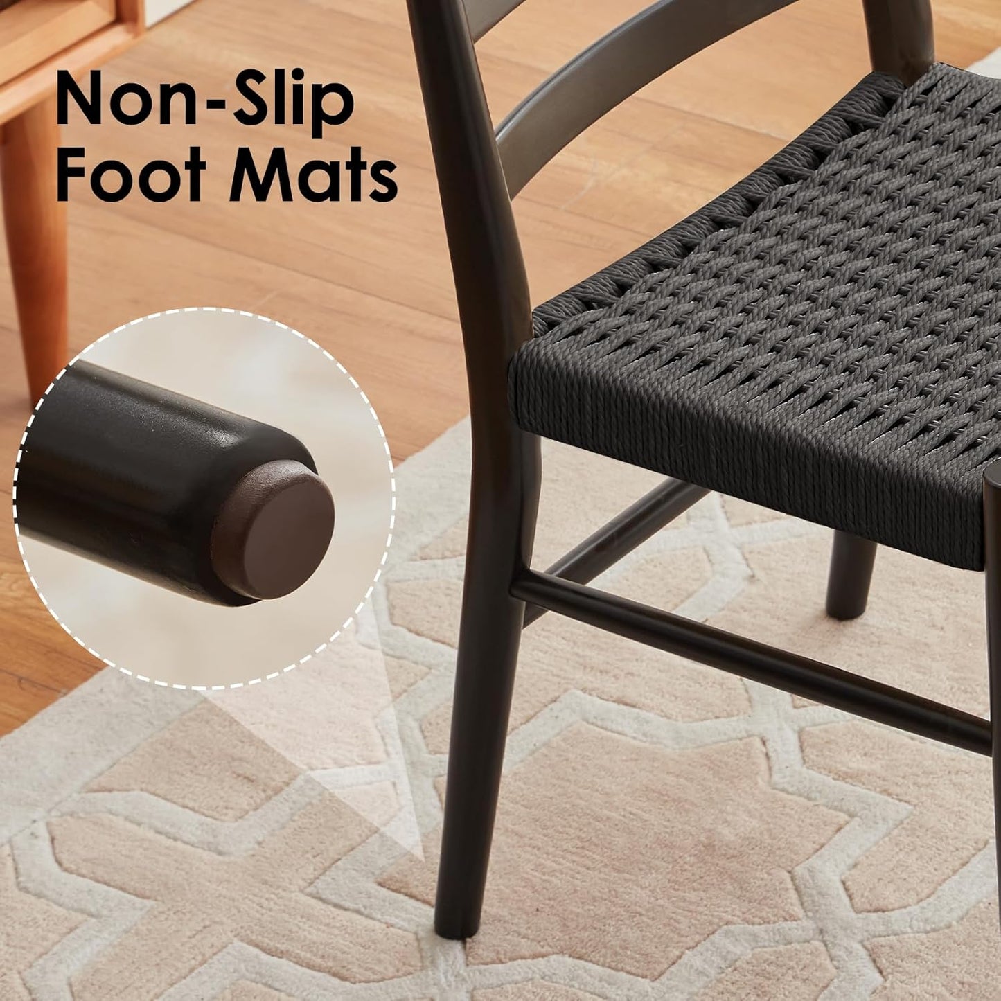 STARY Wood Rattan Dining Room Chairs with Comfortable Woven Seat,Fully-Assembled