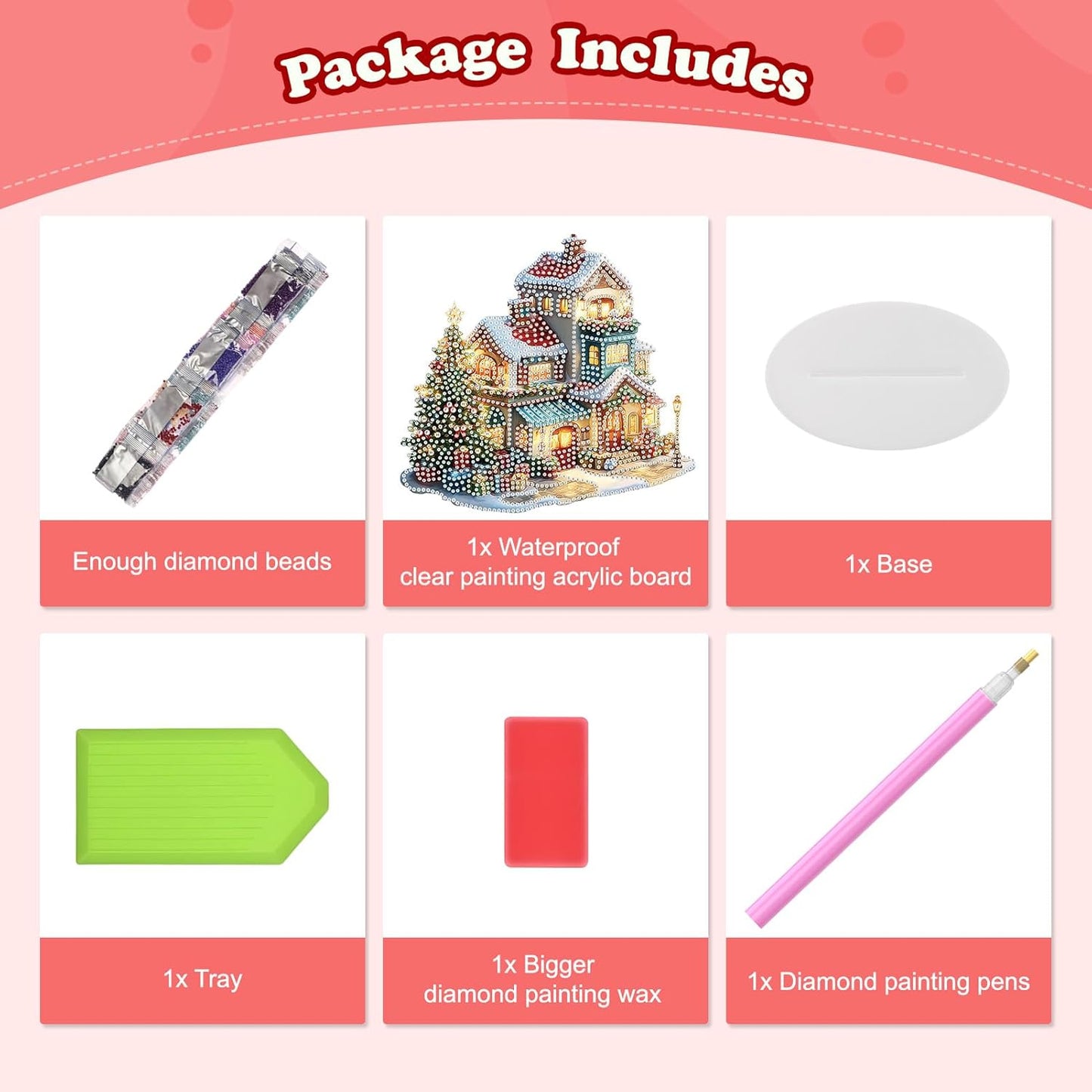 5D Diamond Art Kits for Adults, Fairy House, Special Shaped Rhinestone Diamond Art Christmas Ornaments, Snowy House, DIY Diamond Art Painting Desktop Ornament Gem Art Crafts for Adults Home Decor