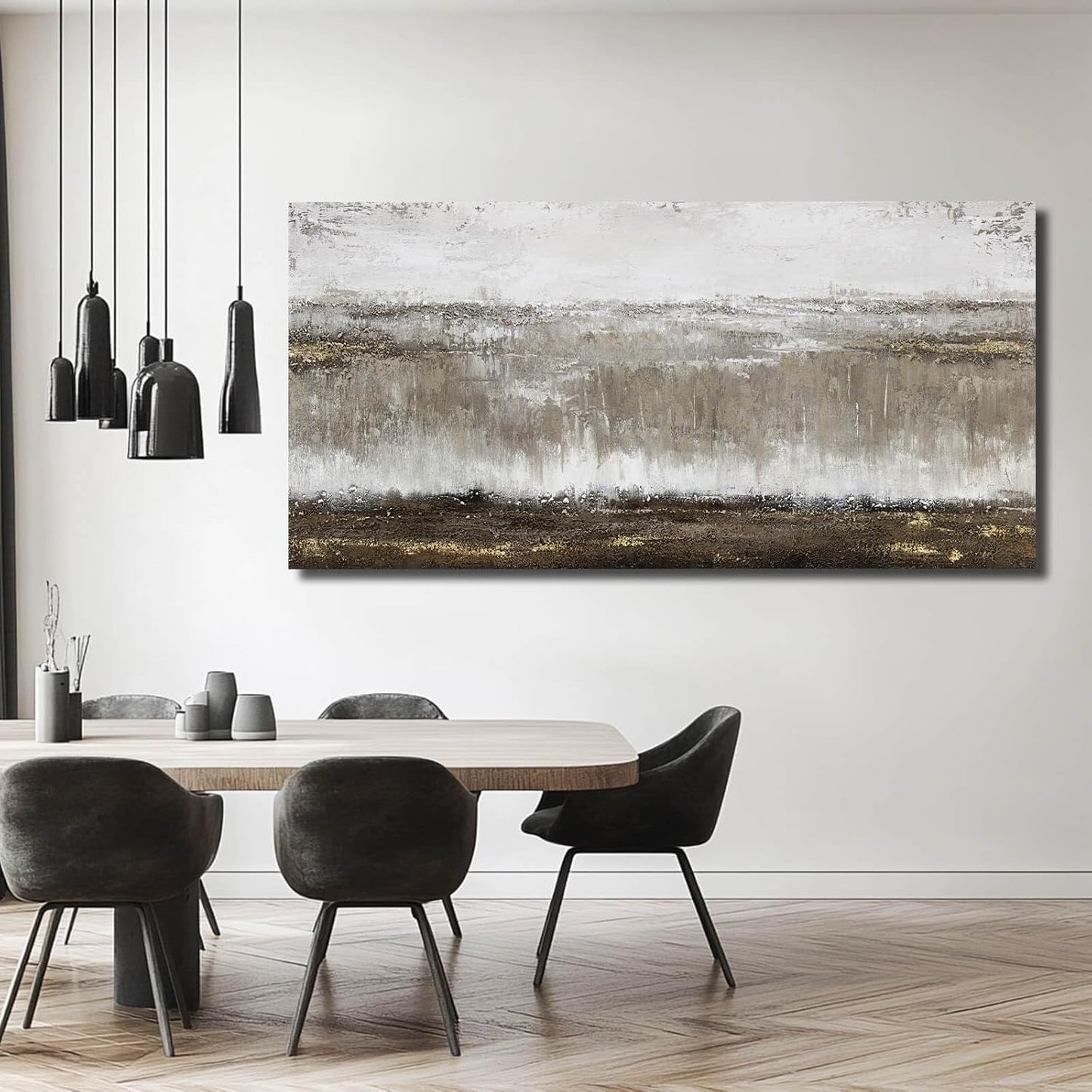 Canvas Wall Art - Abstract Wall Decor for Living Room - Grey Pictures Black and White Artwork for Walls Posters Aesthetic Office Home Bederoom Decorations 29x58 in