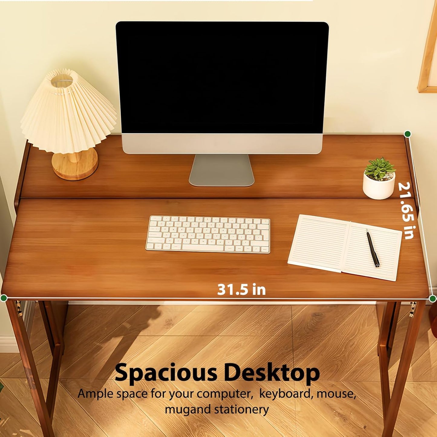 31.5" Bamboo Folding Desk,Space-Saving Computer Desk for Small Spaces, Foldable Study Table for Bedroom, Home Office, Dorm, Apartment(Brown