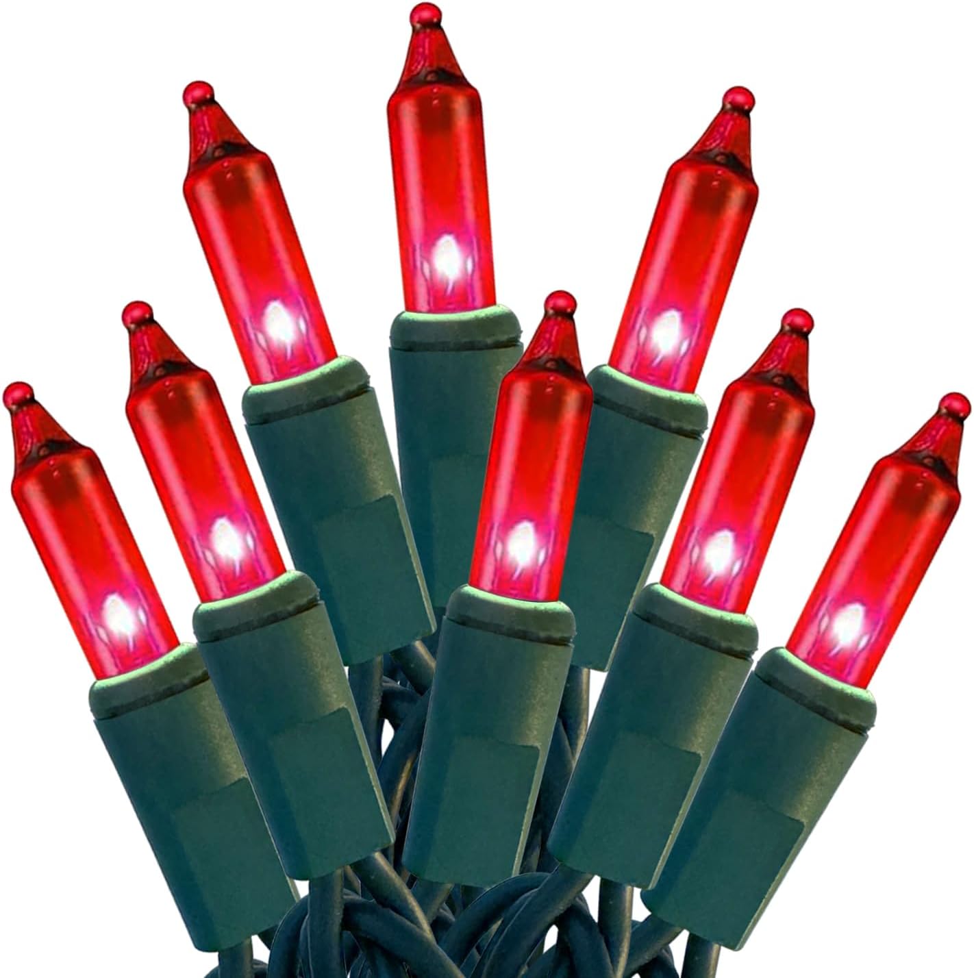 HISHINY Christmas Lights 100 Count Red Christmas Tree String Lights with Green Wire for Outdoor Indoor Christmas Decorations Wedding Decorations Valentines Day Decor,UL Certified (21feet)