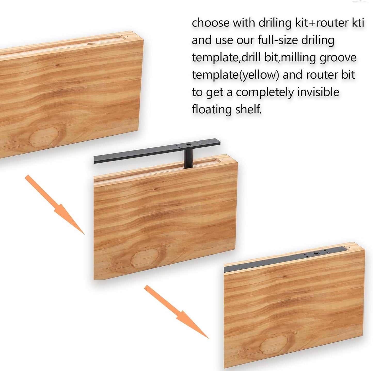 Hidden Shelf Brackets , Floating Shelf Bracket ( Additional Brackets -NO Kits) 38 Inch -2 Pcs