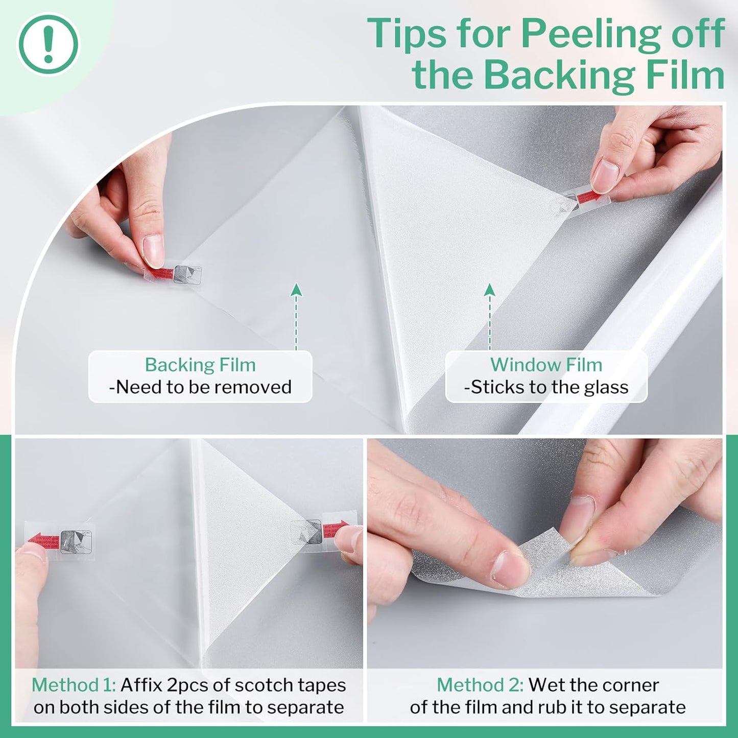 DOWELL Window Privacy Film, Frosted Glass Window Film, Static Cling Non-Adhesive Glass Clings, Sun Blocking Opaque Coverings, Reusable Door Stickers for Bathroom Home Office, Pure, 23.6"x157.5"