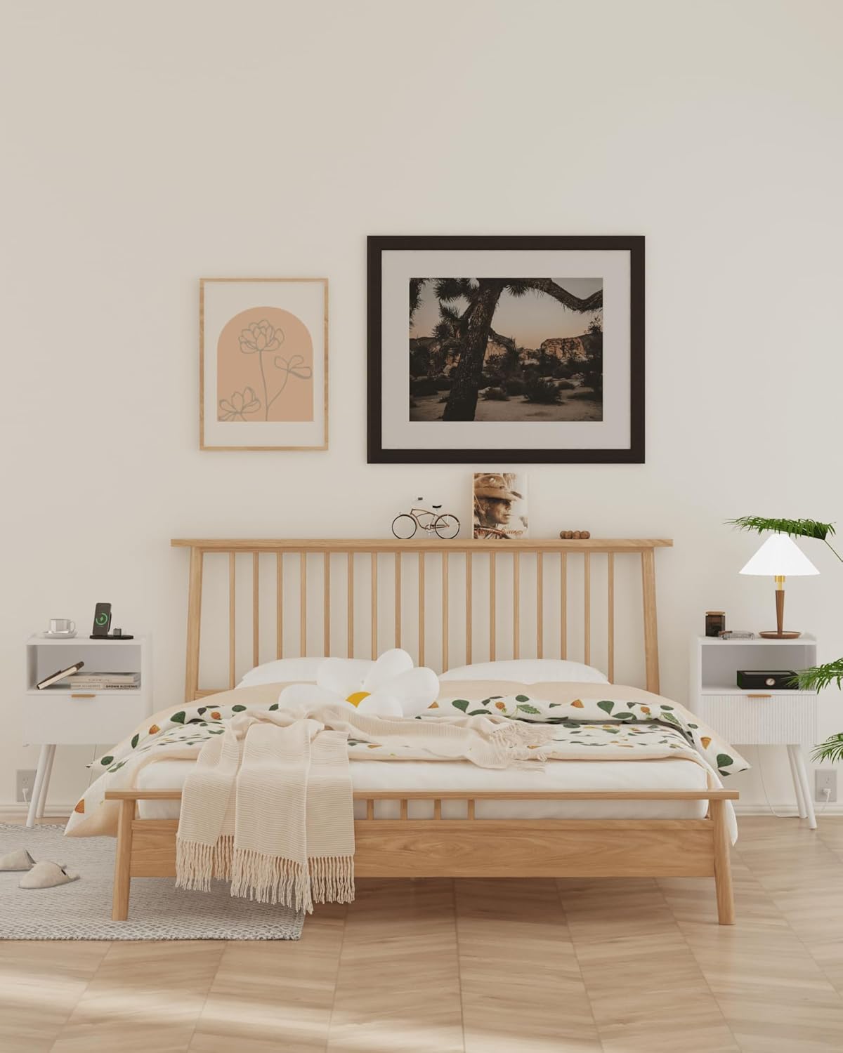 Nightstand,Modern Bedside Table with Storage Drawer and Open Wood Shelf, Accent Night Stand with Solid Wood Legs for Living Room, Bedroom and Small Spaces,Easy Assembly (White-Outlet)