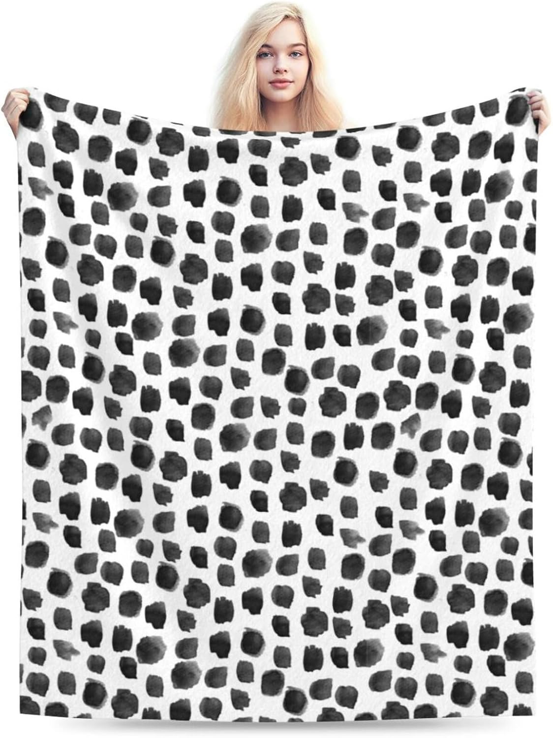HGOD DESIGNS Watercolor Polka Dot Flannel Fleece Bed Blanket Throw Blanket Lightweight Cozy Plush Blanket for Bedroom Living Rooms Sofa Couch 40"x50"
