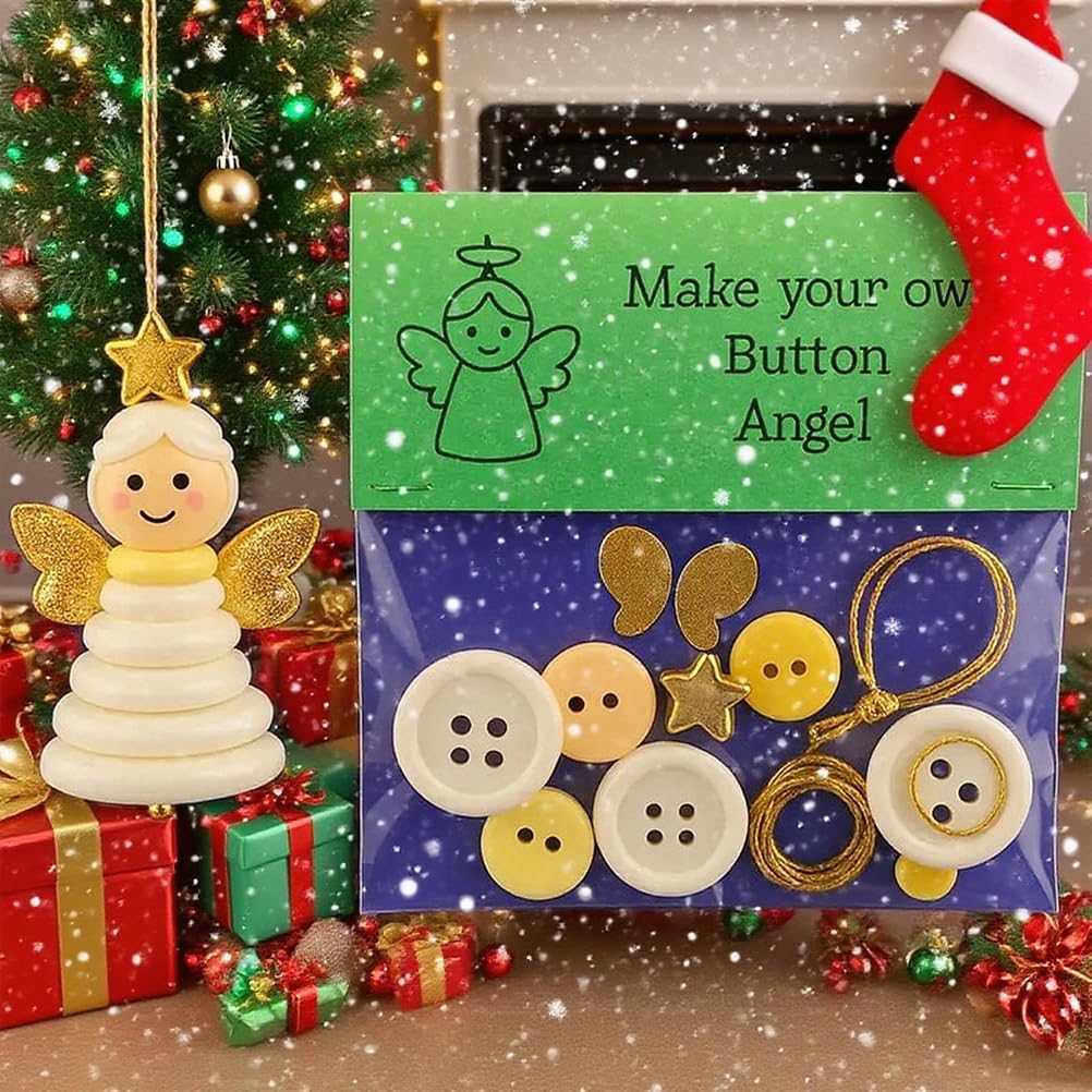 DIY Christmas Button Ornament Making Set - Snowman/Santa/Angel, Fun Holiday Craft Kit for All Ages, Ideal Xmas Tree Hanging Decor & Festive Gifts (A 8)