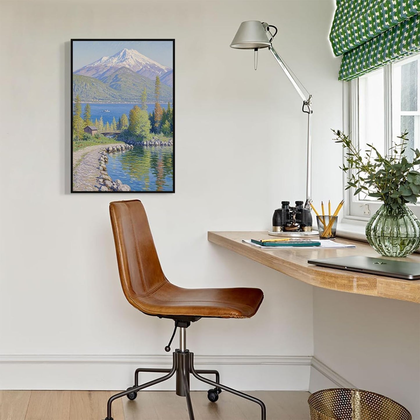 Color harmony mountain scenery blue sky lake wall painting suitable for living room natural scenery painting suitable for bedroom home decoration