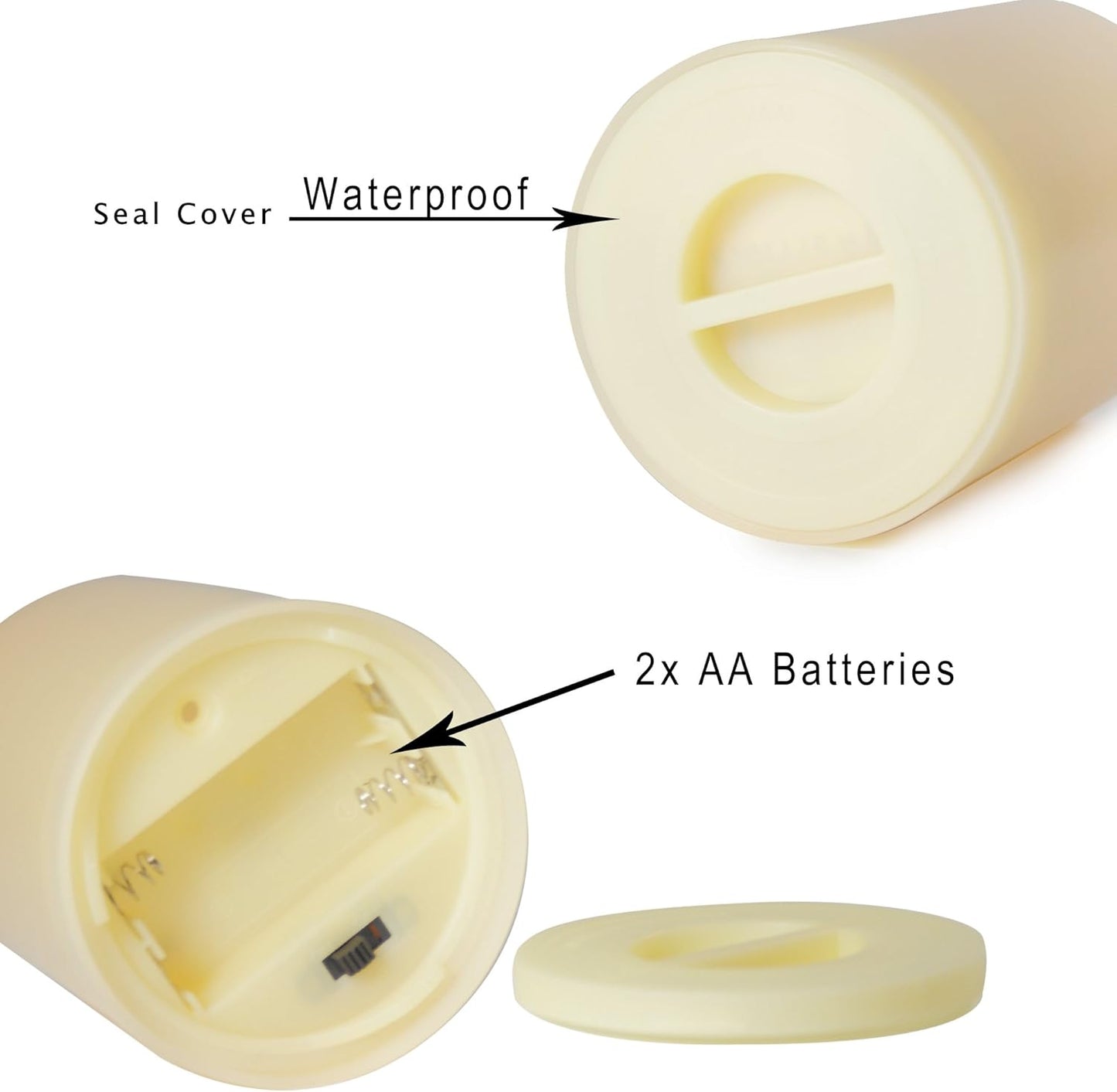 CANDLE CHOICE Waterproof Outdoor Battery Operated Flameless Pillar Candle with Timer Realistic Flickering Plastic Fake Electric LED Light for Lantern Garden Wedding Christmas Decorations 3x6 Inches