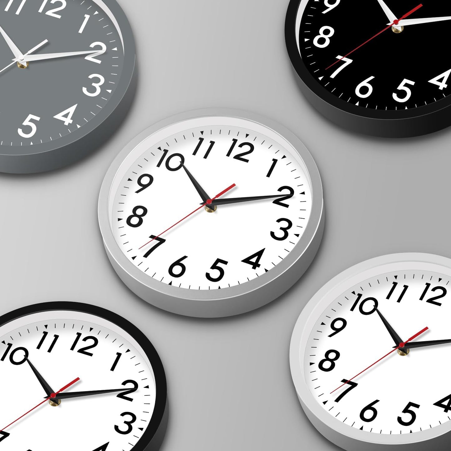 12 Inch Wall Clock Silent Non-Ticking Battery Operated Analog Clock Decorative for Office Kitchen Outdoor Living Room Classroom Bedroom Bathroom School(Black)