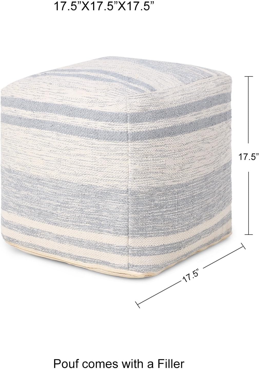 REDEARTH · Tufted Pouf Ottoman with Filler Textured Storage Cube Bean Bag Pouffe Footrest for Living Room, Bedroom, Nursery, Kidsroom; 100% Cotton (17.5"X17.5"X17.5", Melange Delight Gray)