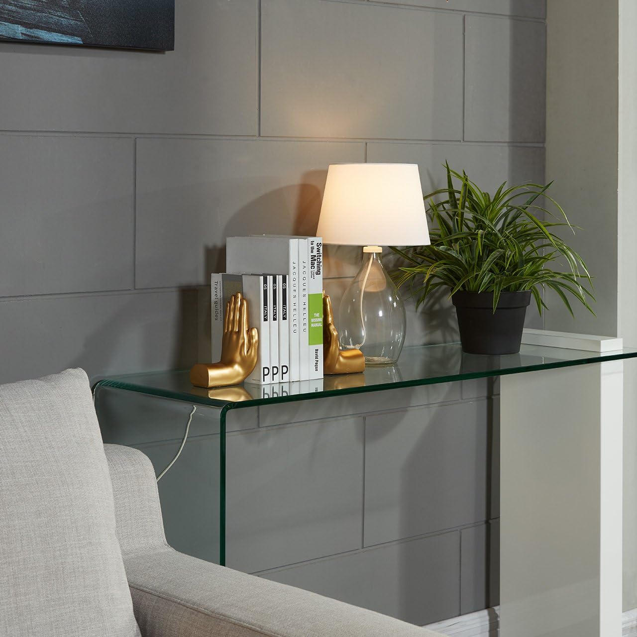 Danya B. Contemporary Accent Book Shelf Decor - Hands Sculpture Bookend Set of 2 (Gold)