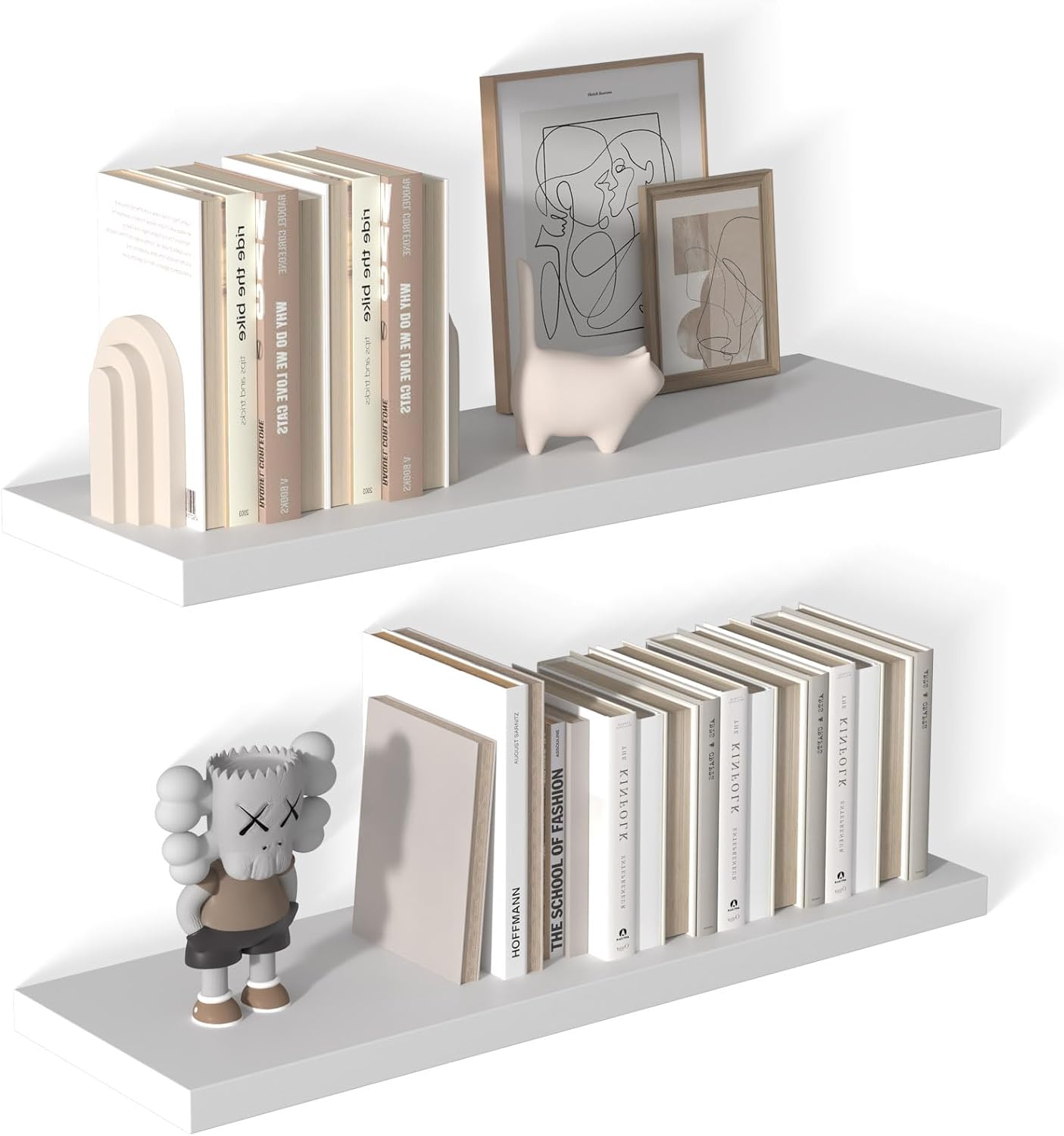 12 Inch Deep Floating Shelves for Wall 2 Pack White Floating Shelves Large Storage Space Wall Mount Shelf for Living Room Kitchen Bathroom 36" W x 12" D x 1.2" White