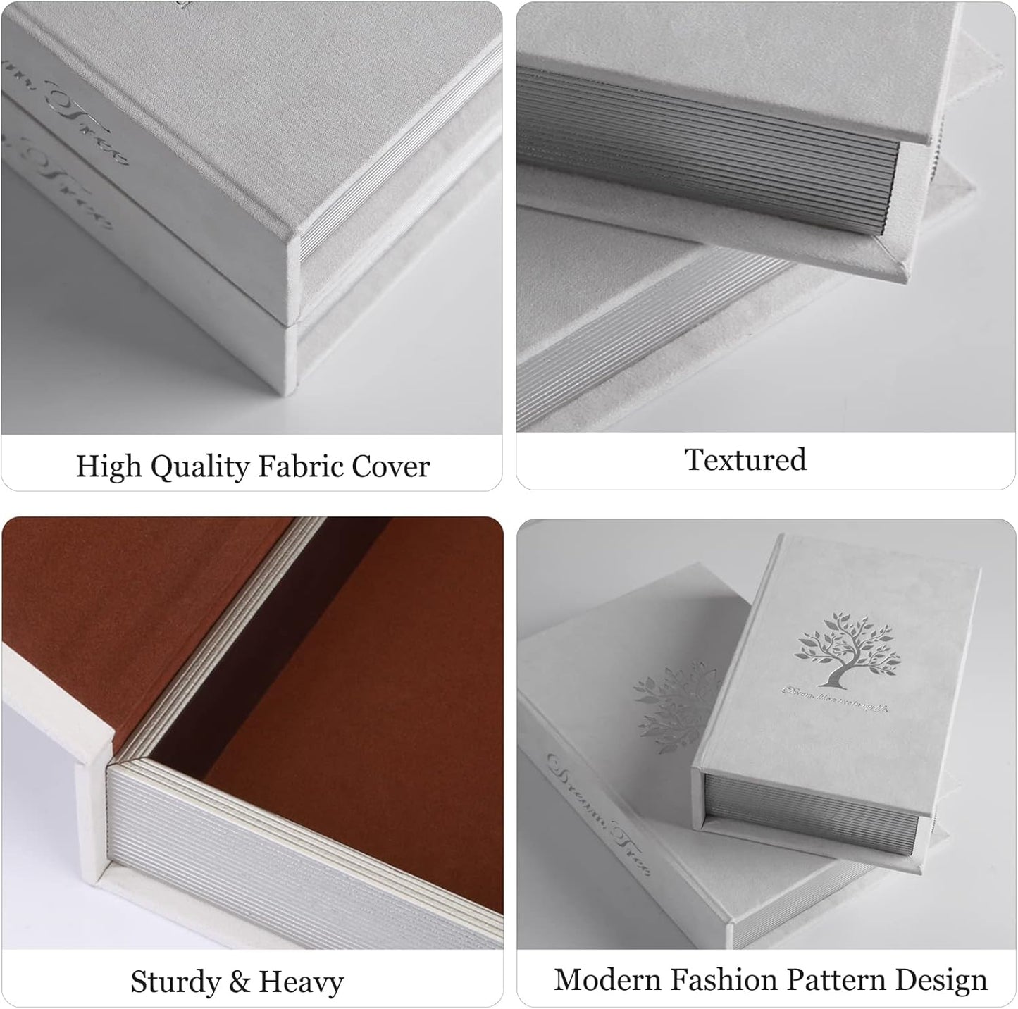 Decorative Book Boxes: Faux Books for Coffee Tables and Bookshelves, Home Decor Set of 2 Fashion Storage Boxes (Dream Tree)