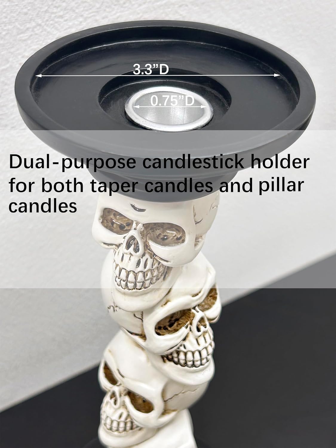 Vintage Resin Skull Skeleton Candle Holders - Set of 2 for Halloween Decor