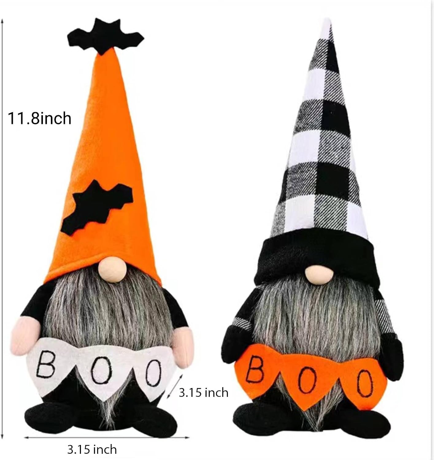 Halloween Gnomes Plush Decor, Witch Scandinavian Tomte Nisse Gnome Swedish Table Decorations, Handmade Plush Elf Dwarf for Home Stuffed Gnomes Gifts for Women, Black