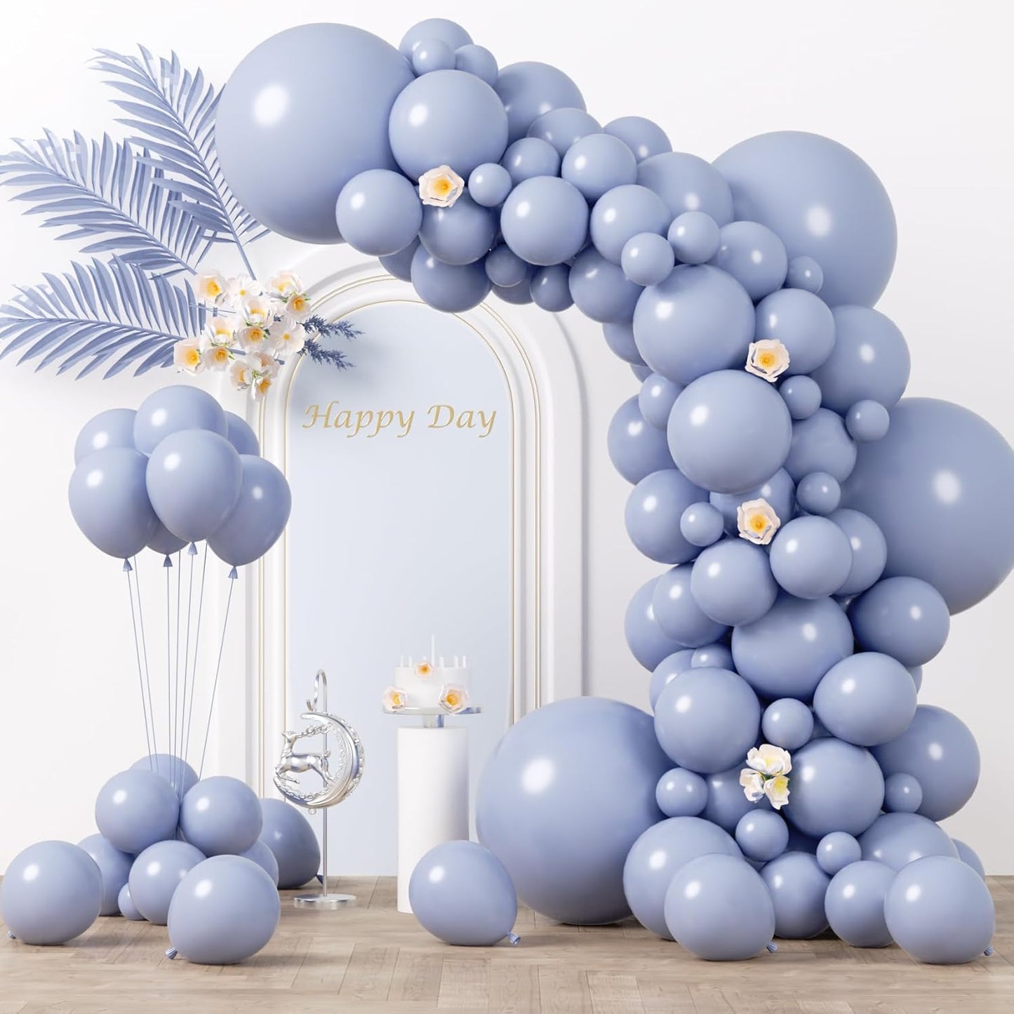 130pcs Dusty Blue Balloons Different Sizes 18" 12" 10" 5" Slate Blue Balloons for Boys Girls Baby Shower Wedding Anniversary Graduation Engagements Birthday Party Decorations