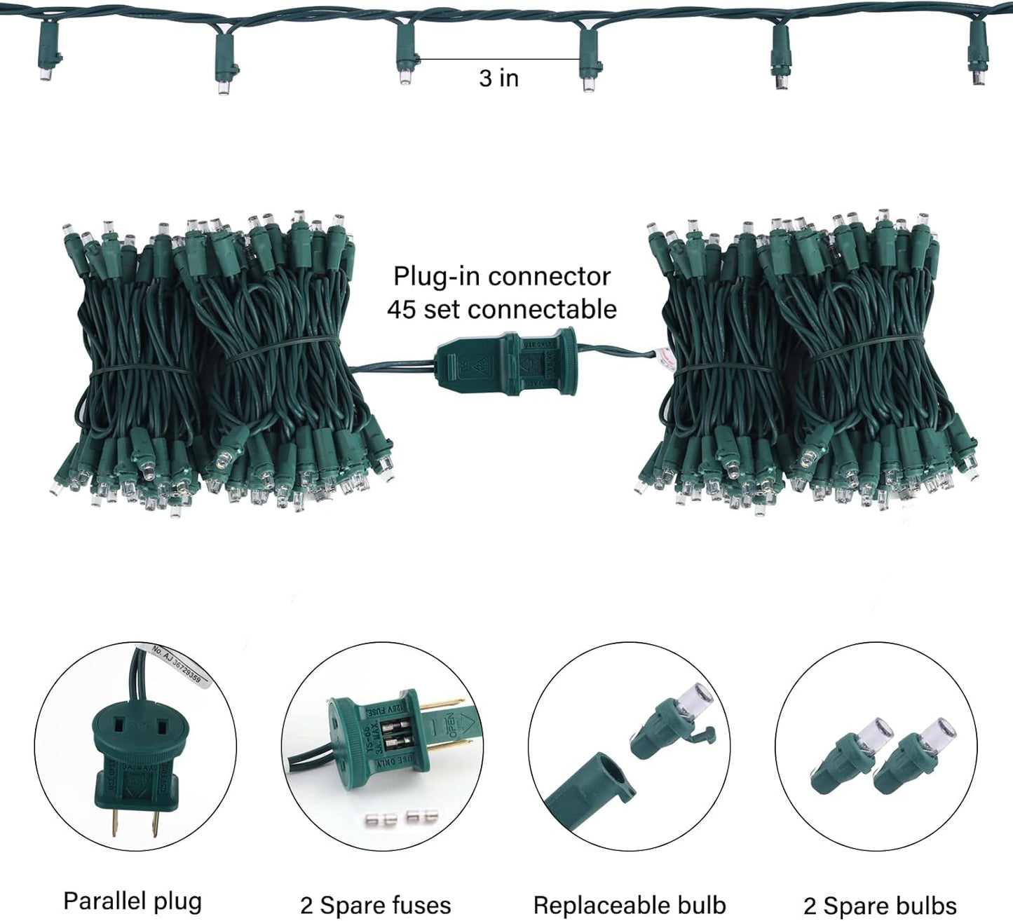 Christmas LED Mini String Lights, 28Feet 100LEDs Mini Lights for Christmas Tree, UL Listed Christma Lights Set Waterproof Plug in for Outdoor Indoor Wreath Roof Garland Holiday Decoration, Warm White