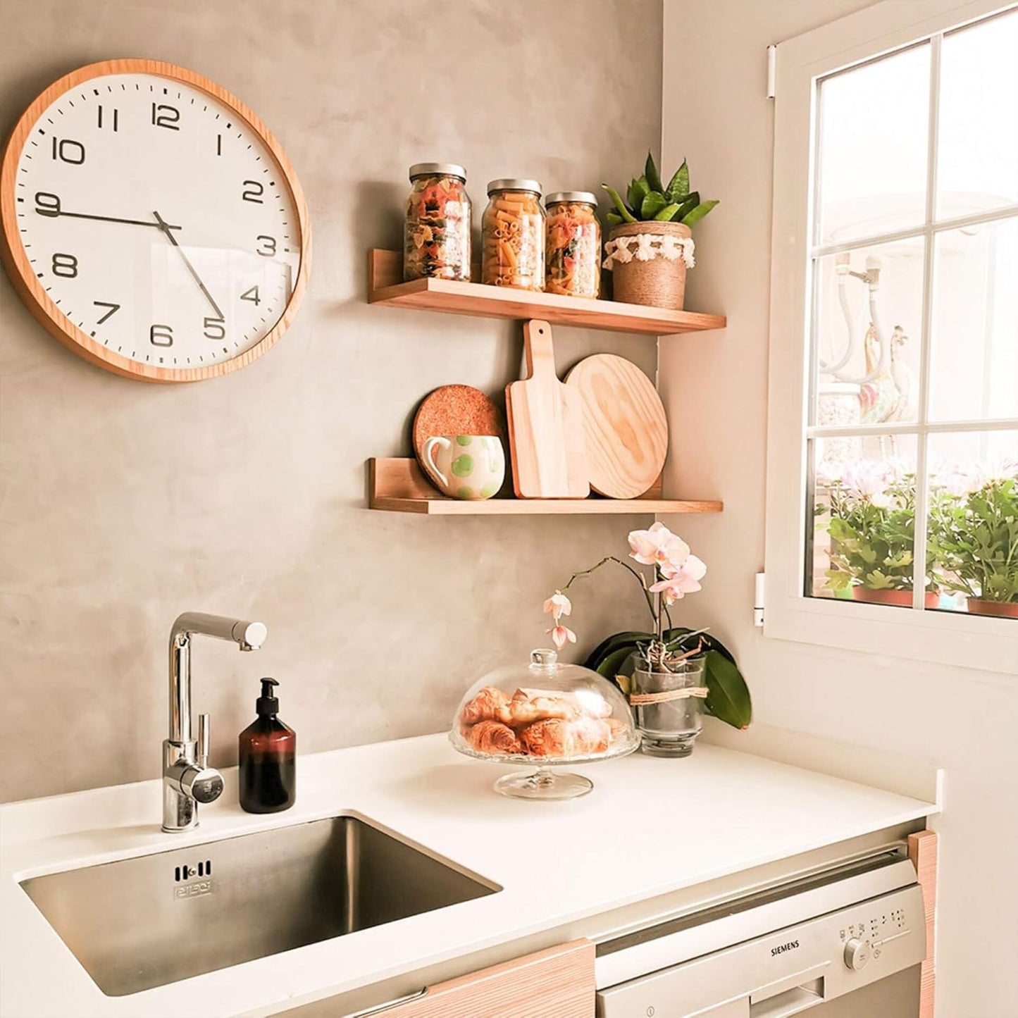 Mobili Fiver, Set of 2 Rachele Shelves, 31.49 in, Rustic Oak, Made in Italy