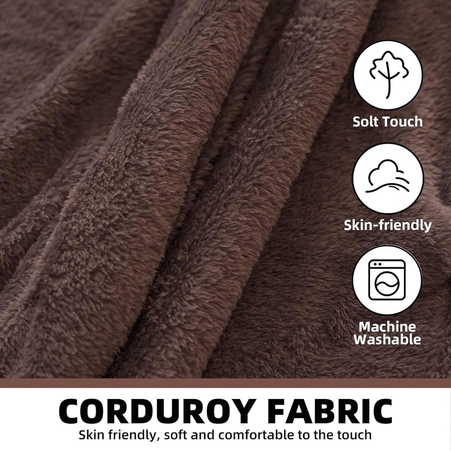 5FT,Big Bean Bag Chairs for Adults,Large beanbag with Filler Included,Memory Foam Material,Easy to Clean and Washable Corduroy Fabric,Suitable for Living Room and Bedroom (Brown, 5 Foot)