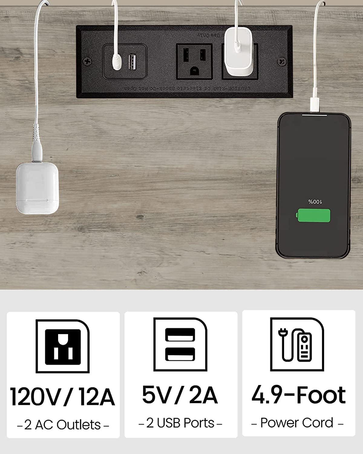 TUTOTAK End Table with Charging Station, Small Side Table with Outlets, Nightstand Bedside Table, 2-Tier Storage Shelf for Small Space, Living Room, Bedroom, Greige TB01BG040