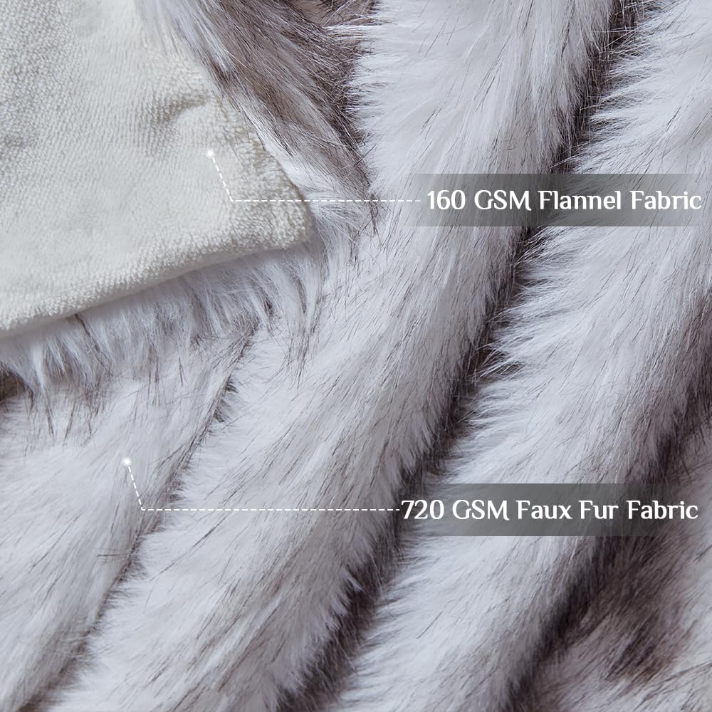 Fluffy Faux Fur Throw Blanket – Super Soft Warm Thick Plush Blanket for Bed, Couch & Office, Cozy Fuzzy Throw with Flannel Backing,90"x90", White