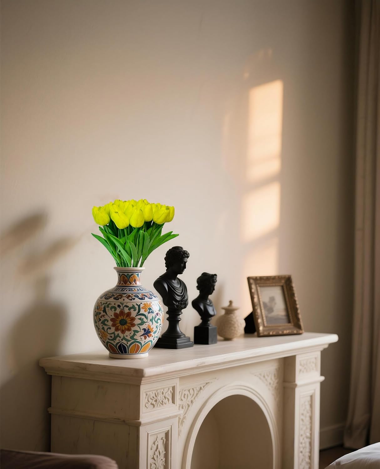 Fake Tulips Flowers 15 Pcs PU Artificial Flower Real Touch Tulip for Home Party Wedding Floral Arrangement Centerpiece Table Party Decoration