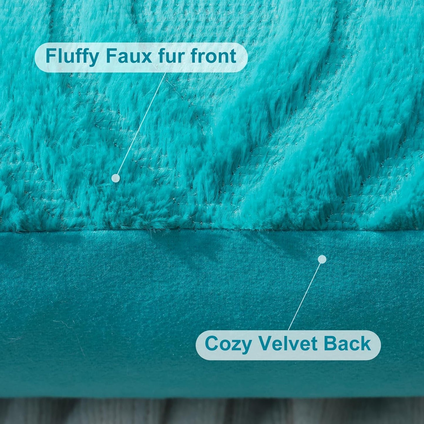 decorUhome Fall Throw Pillow Covers 20x20 Inch Set of 2, Soft Plush Decorative Faux Fur Turquoise Solid Couch Pillow Covers, Accent Farmhouse Neutral Square Euro Pillow Cases for Sofa Bed Living Room