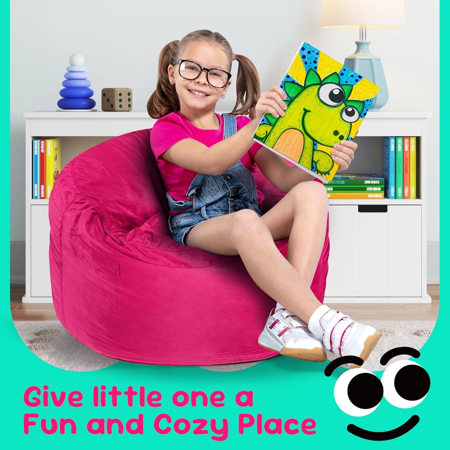 Hobestluk Bean Bag Chairs 2.5FT Bean Bag Chair with Memory Foam Filled & Machine Washable Cover,Beanbag Chair, Small Bean Bag Chairs for Playroom, Living Room, Bedroom