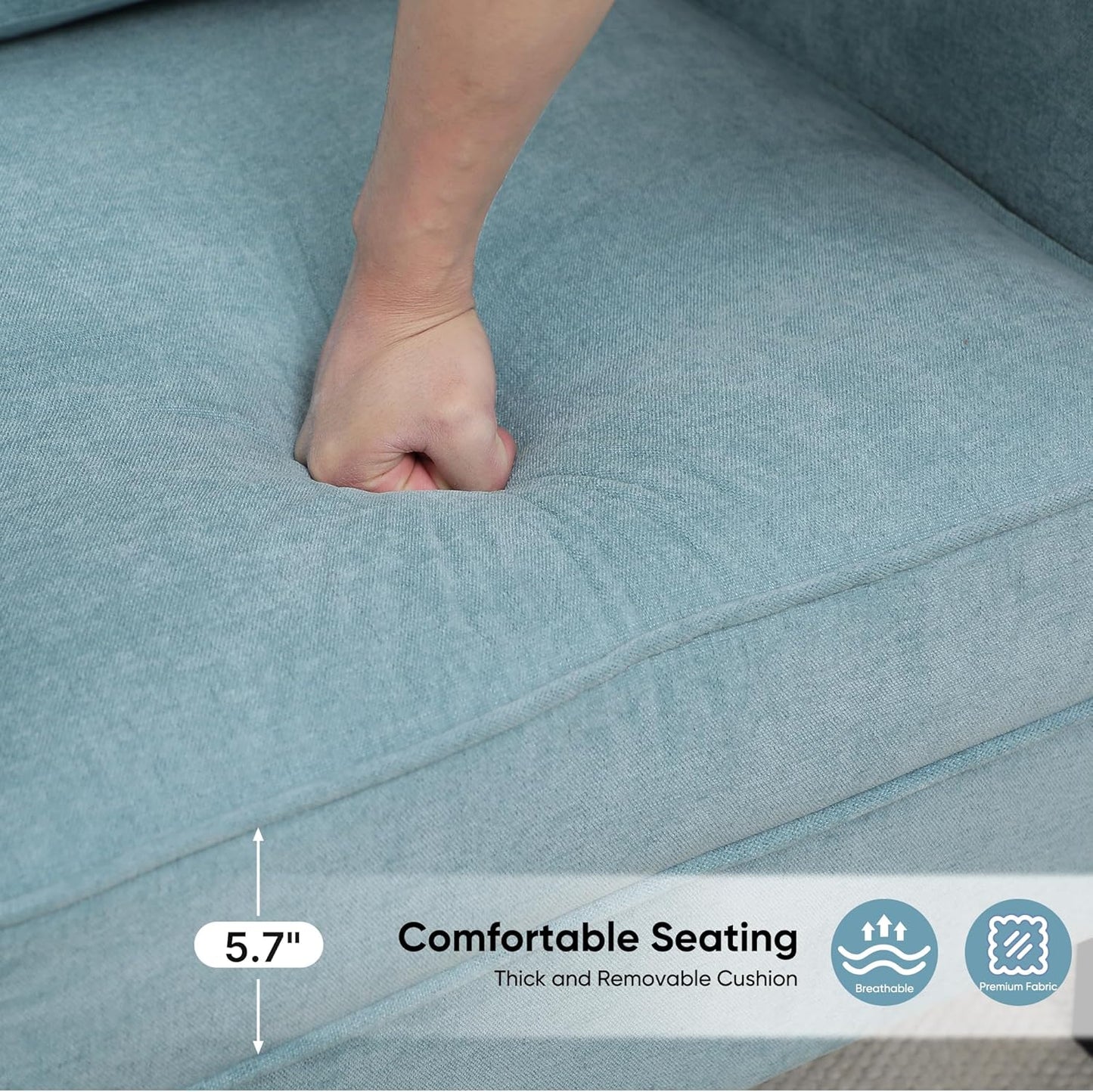 Accent Chair for Living Room, Mid Century Modern Reading Chair for Bedroom, Upholstered Armchair with Side Pockets, Comfy Single Sofa Side Chair for Office, Apartment, Small Room, Teal Green