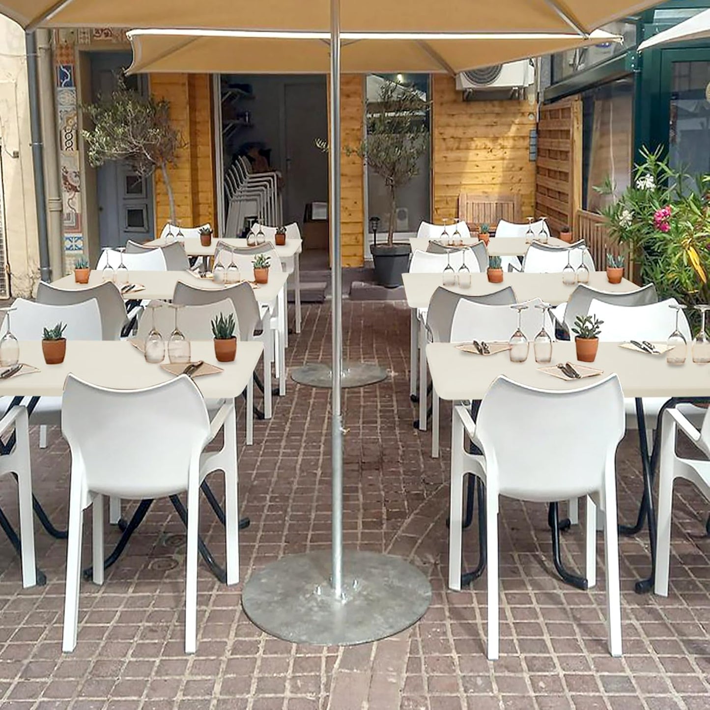 Fitted Tablecloth for 6 Foot Rectangle Tables-6 Pack Cream Elastic Outdoor Picnic Table Cover-Spandex Stretch Folding Table Cloths 6 ft for Camping Dining Room Patio Kitchen Banquet Party