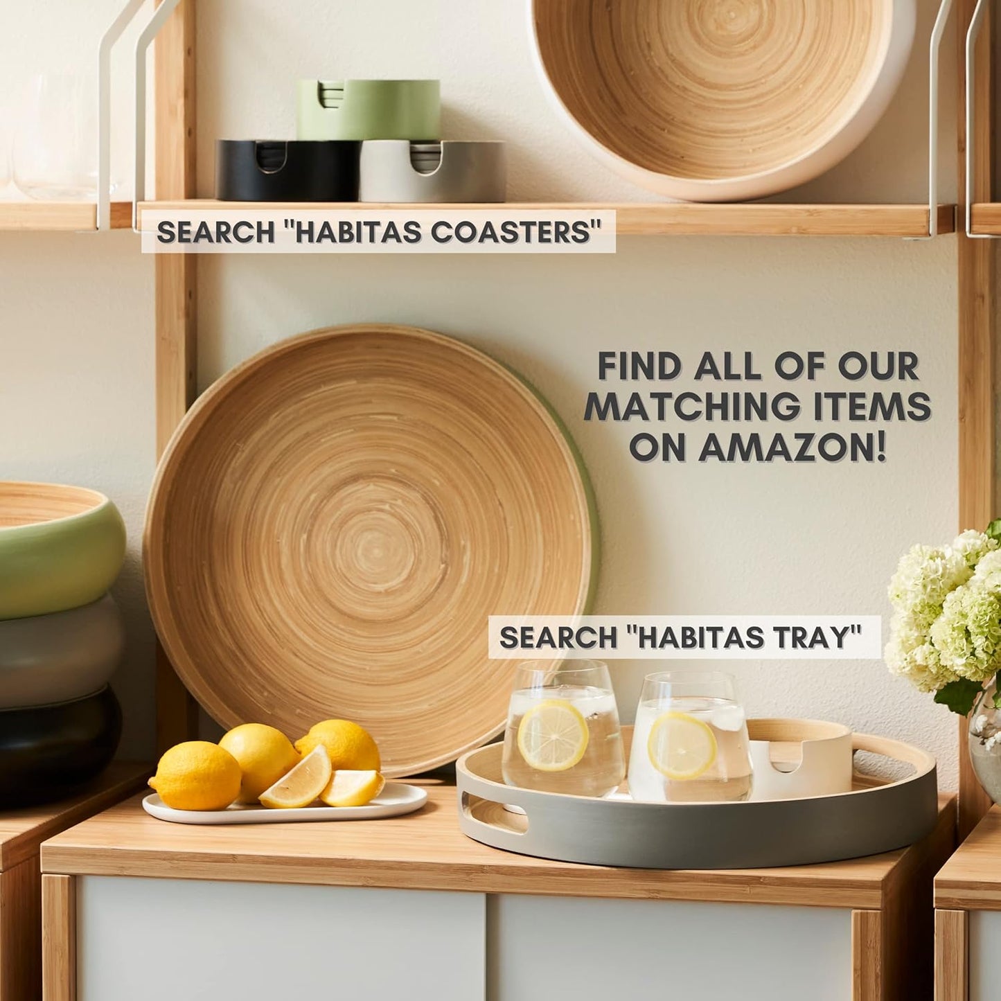 Fruit Bowl For Kitchen Counter, Decorative Bowl, Large Serving Bowl Or Fruit Basket For Kitchen Decor Spun Bamboo (Gray)