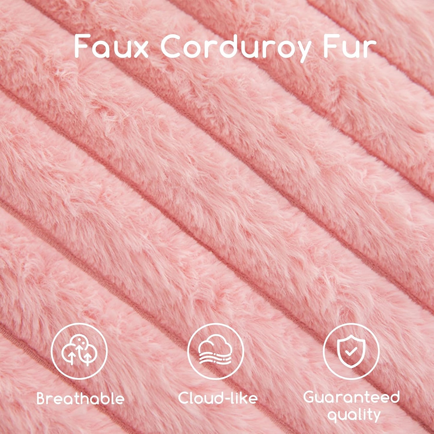 HIGOGOGO Round Stuffed Pouf Ottoman, Stripe Faux Fur Poufs with Foam Chunk Filling, Furry and Fluffy Pouf Foot Stool Storage Ottoman, 26 X 18 Floor Poufs Foot Rest for Living Room, Pink