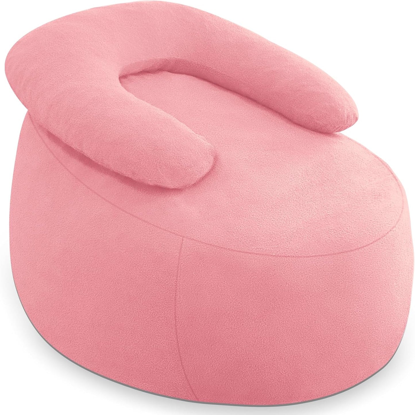 HABUTWAY Bean Bag Chair with U-Shaped Pillow for Adult and Kids Big BeanBag Chair with Filling Ultra Soft Teddy Fleece Couch Chair with Washable Cover for Living Room Bedroom, Light Pink & Light Pink